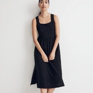 Madewell knit tank midi dress solid black sleeveless nwot